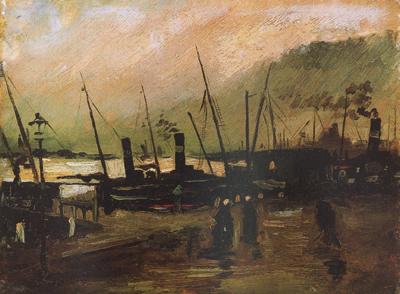 Vincent Van Gogh Quayside wtih Ships in Antwerp (nn04) France oil painting art